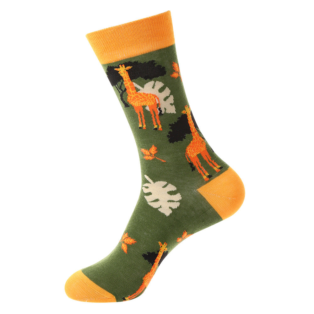 Unisex Wildlife Graphic Crew Socks – Streetwear Cotton Socks for Fall Winter