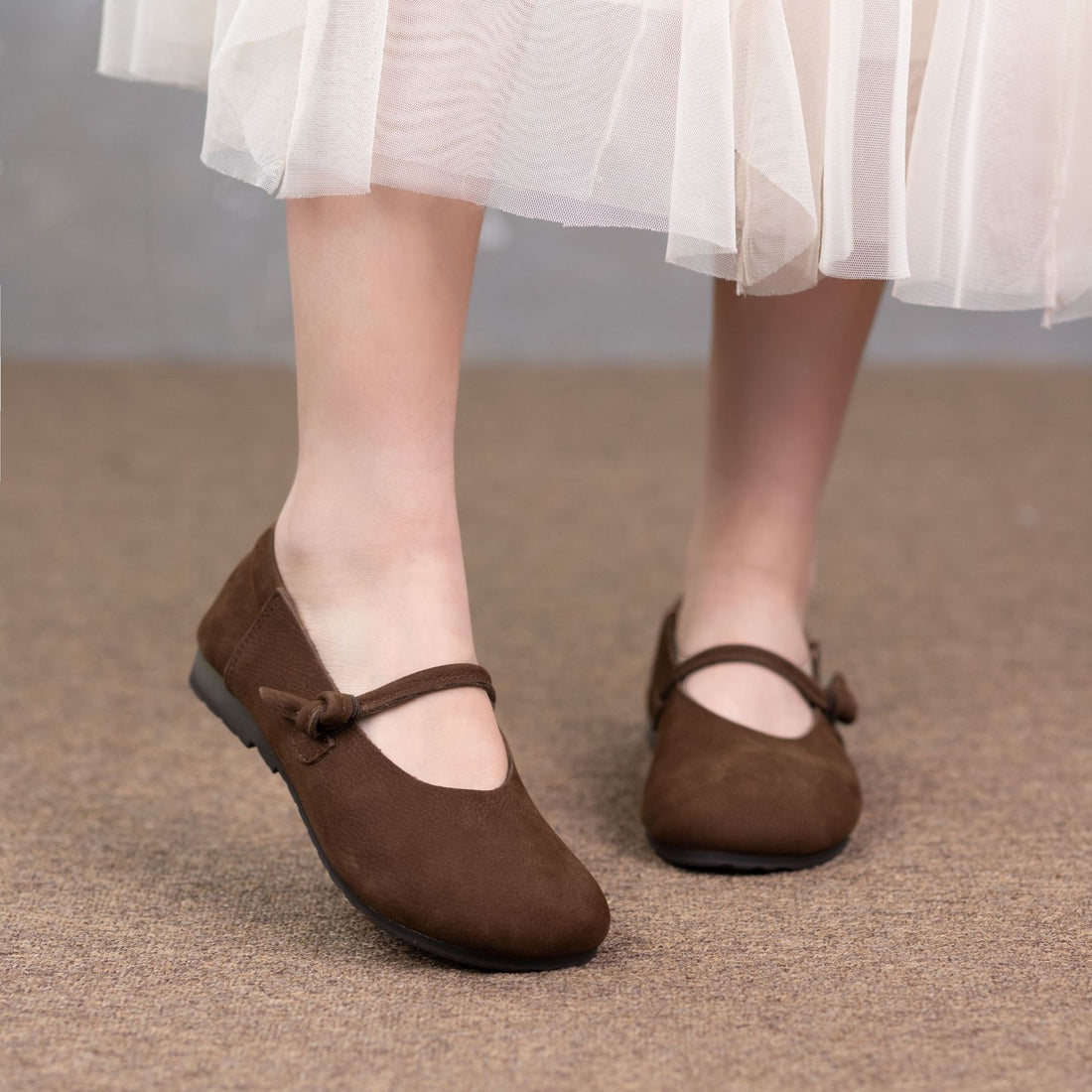 Women’s Nubuck Leather Mary Jane Flats