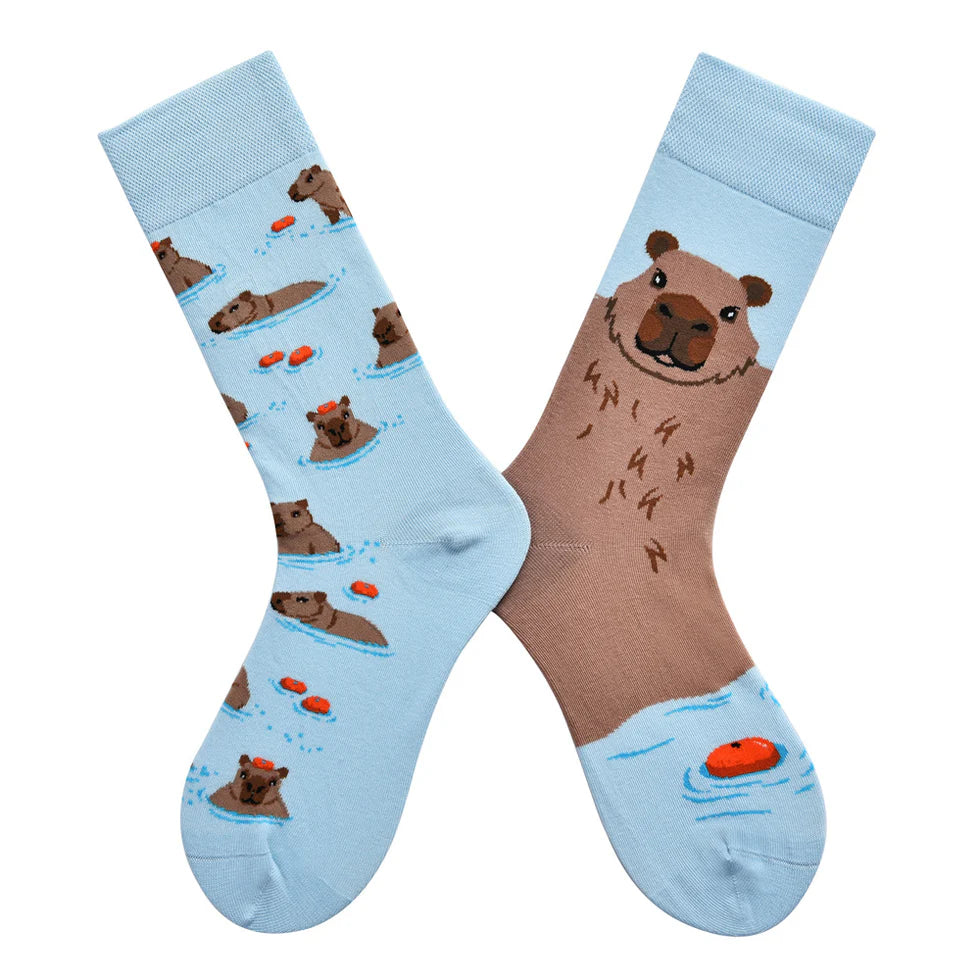 Women’s Split-Design Jacquard Crew Socks – Hand-Linked Cotton-Blend Novelty Socks