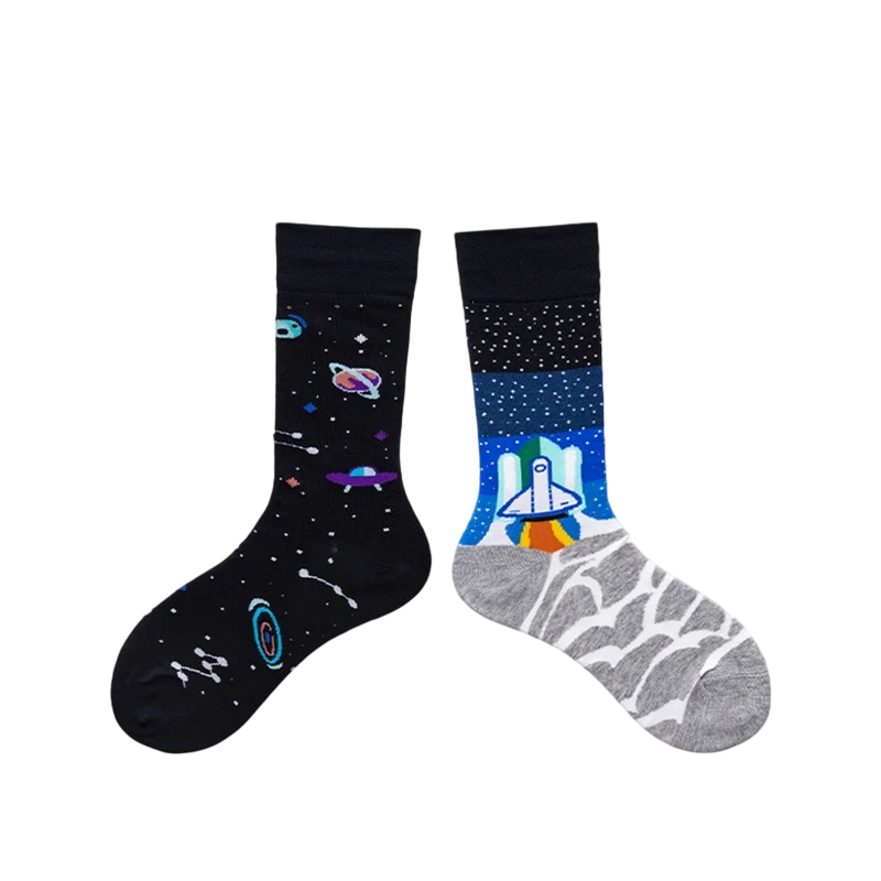 Unisex Mix-and-Match Character Mid-Calf Socks – Playful Casual Couple Socks