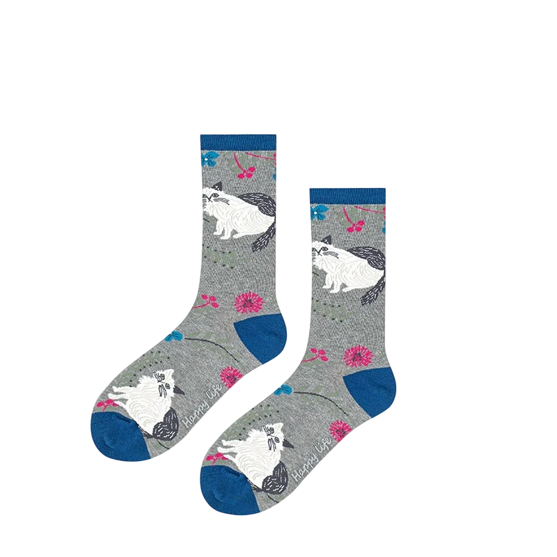 Women’s Museum-Inspired Animal High-Crew Socks – Cute Cotton-Blend Art Socks