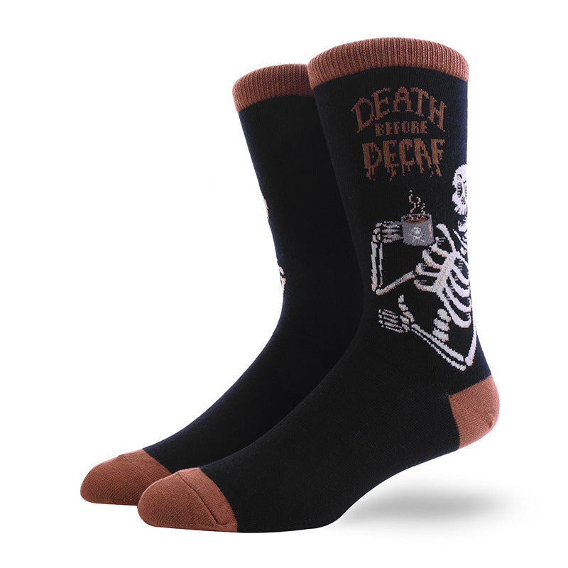 Men’s Illustrated Figure Mid-Calf Socks – Classic Streetwear Long Socks