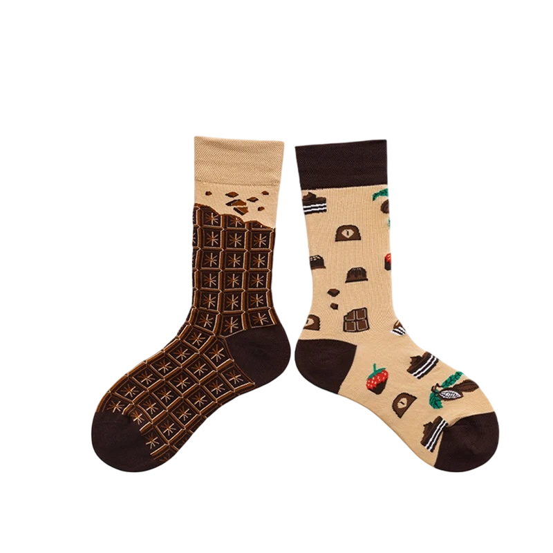 Unisex Mix-and-Match Character Mid-Calf Socks – Playful Casual Couple Socks