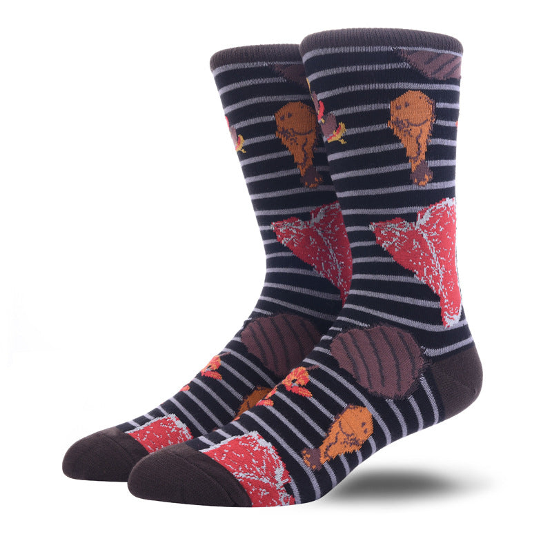 Men’s Japanese Food Long Crew Socks – Retro Streetwear Everyday Socks