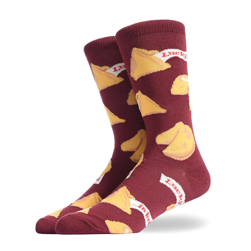 Men’s Fast Food Graphic Long Socks – Playful Casual Cotton-Blend Socks