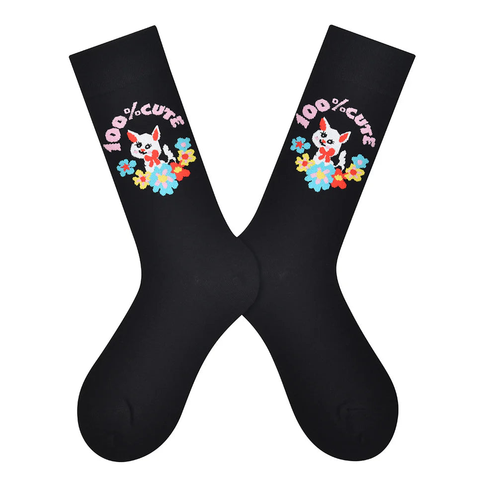 Women’s Happy Letter Color-Pop Crew Socks – Sweet All-Season Cotton-Blend Socks