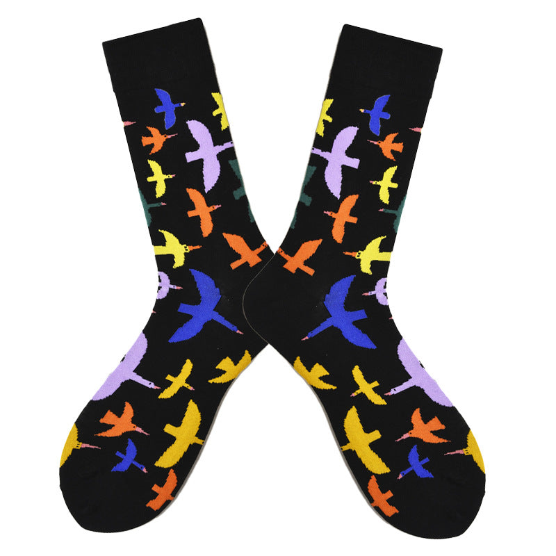 Unisex Offbeat Mid-Calf Socks – Playful Urban Cotton-Blend Casual Socks