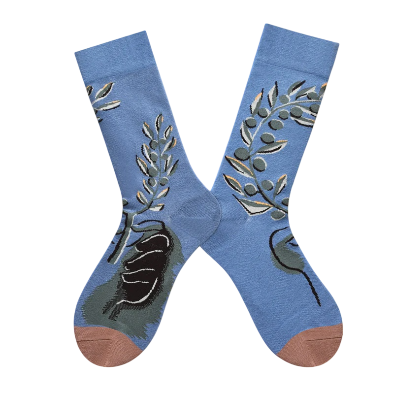 Women’s Botanical Field High Socks – Rustic Woodland Autumn Fashion Socks