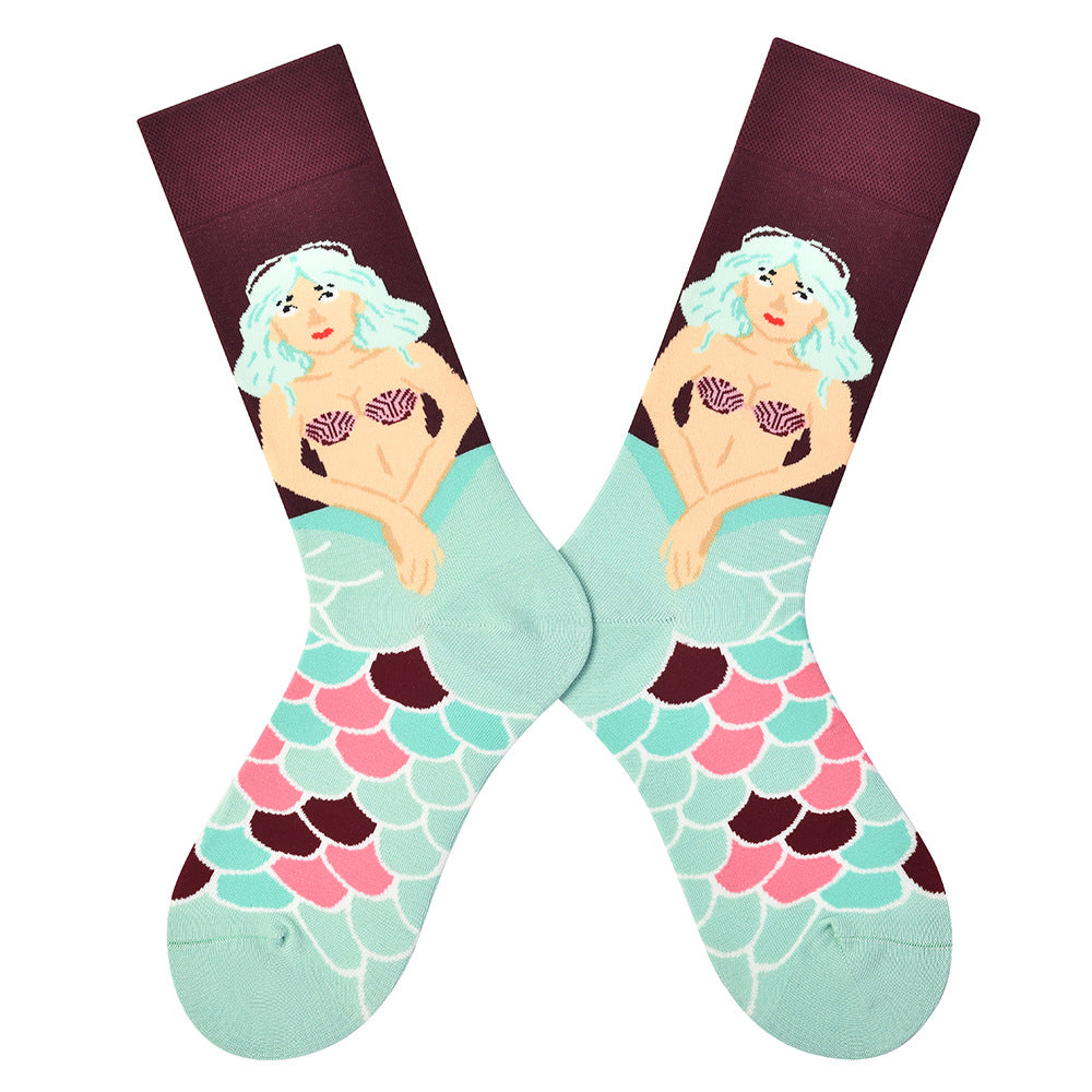 Unisex Nostalgic Character Long Crew Socks – Color-Pop Casual Matching Socks