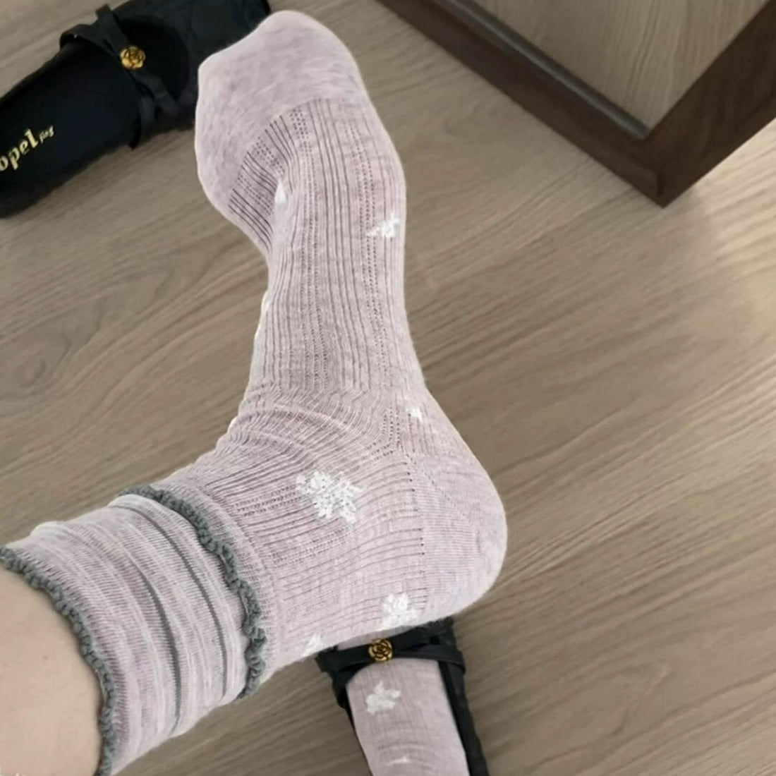 100% Cotton Floral Crew Socks for Women - Lightweight Breathable Ruffle Trim Socks