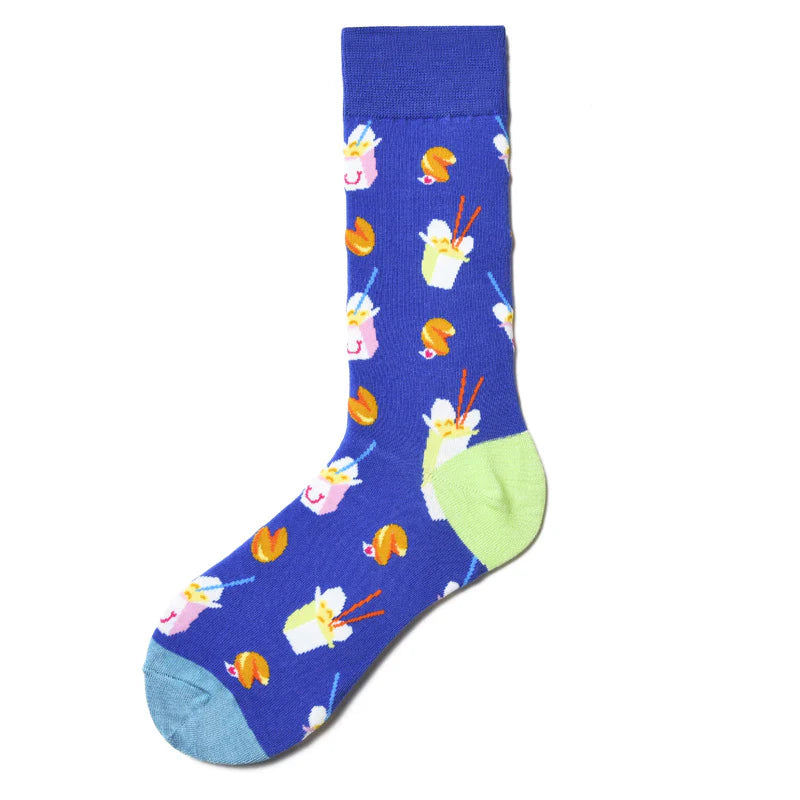 Women’s Cartoon Burger Crew Socks – Cute Nordic-Inspired Food Socks