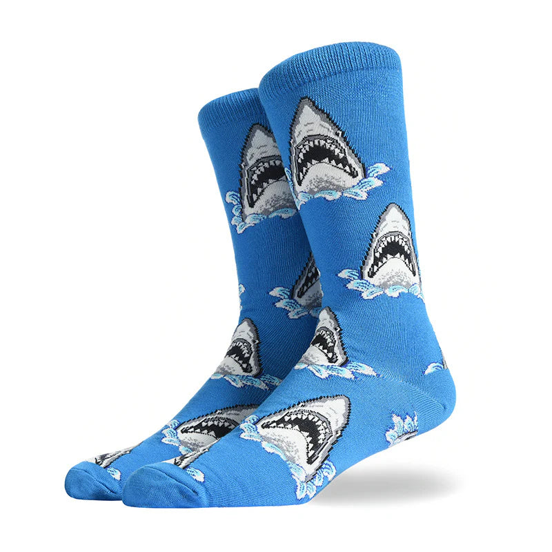 Men’s Fast Food Graphic Long Socks – Playful Casual Cotton-Blend Socks
