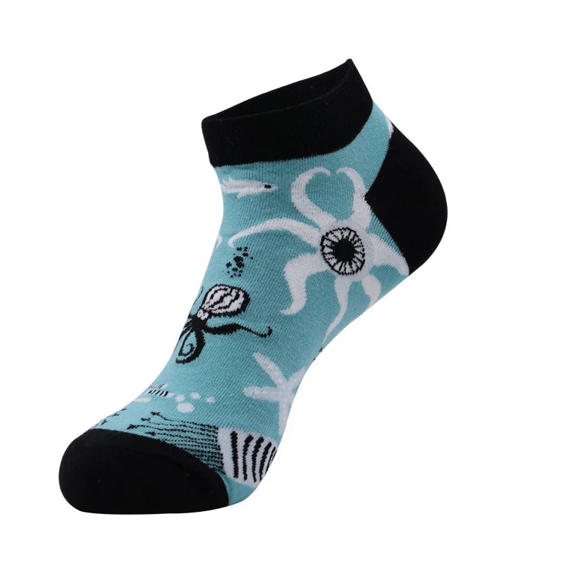 Unisex Fun Fruit & Sea Animal No-Show Socks – Thin Summer Cotton Boat Socks