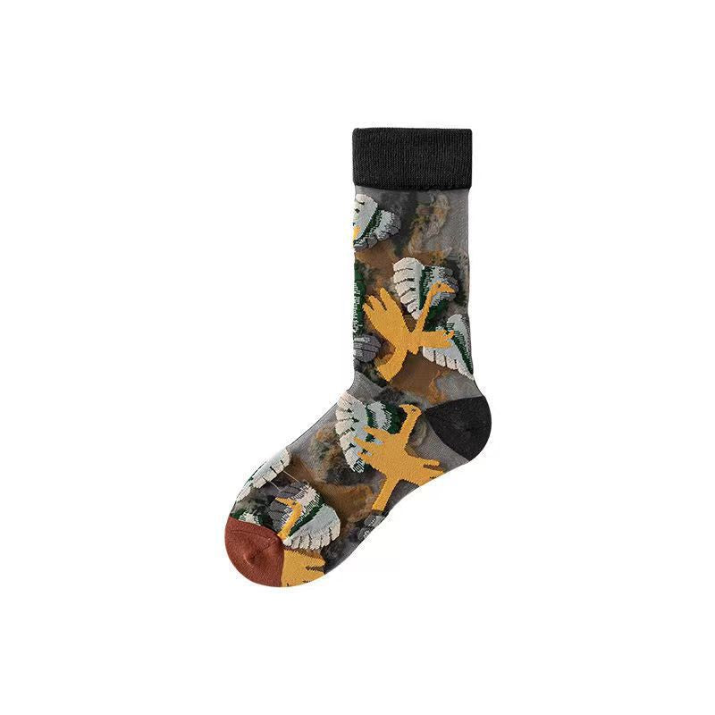 Nature Stories Sheer Art Crew Socks - Little Daisies