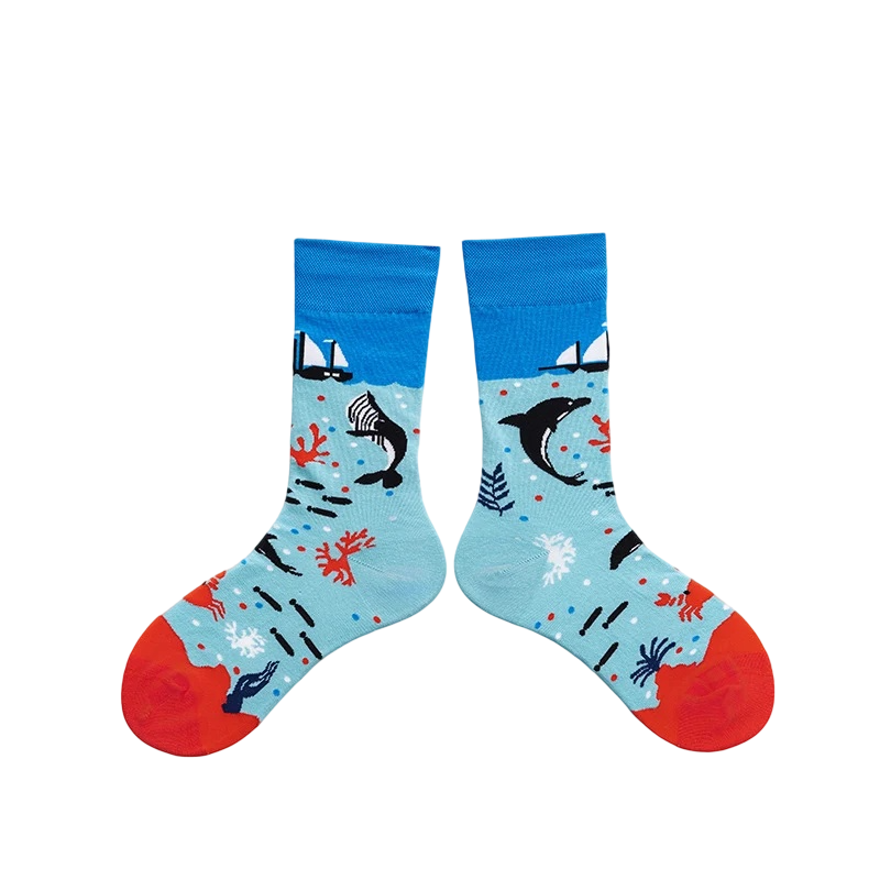 Unisex Graphic Icon Long Crew Socks – Quirky Cool-Season Matching Socks