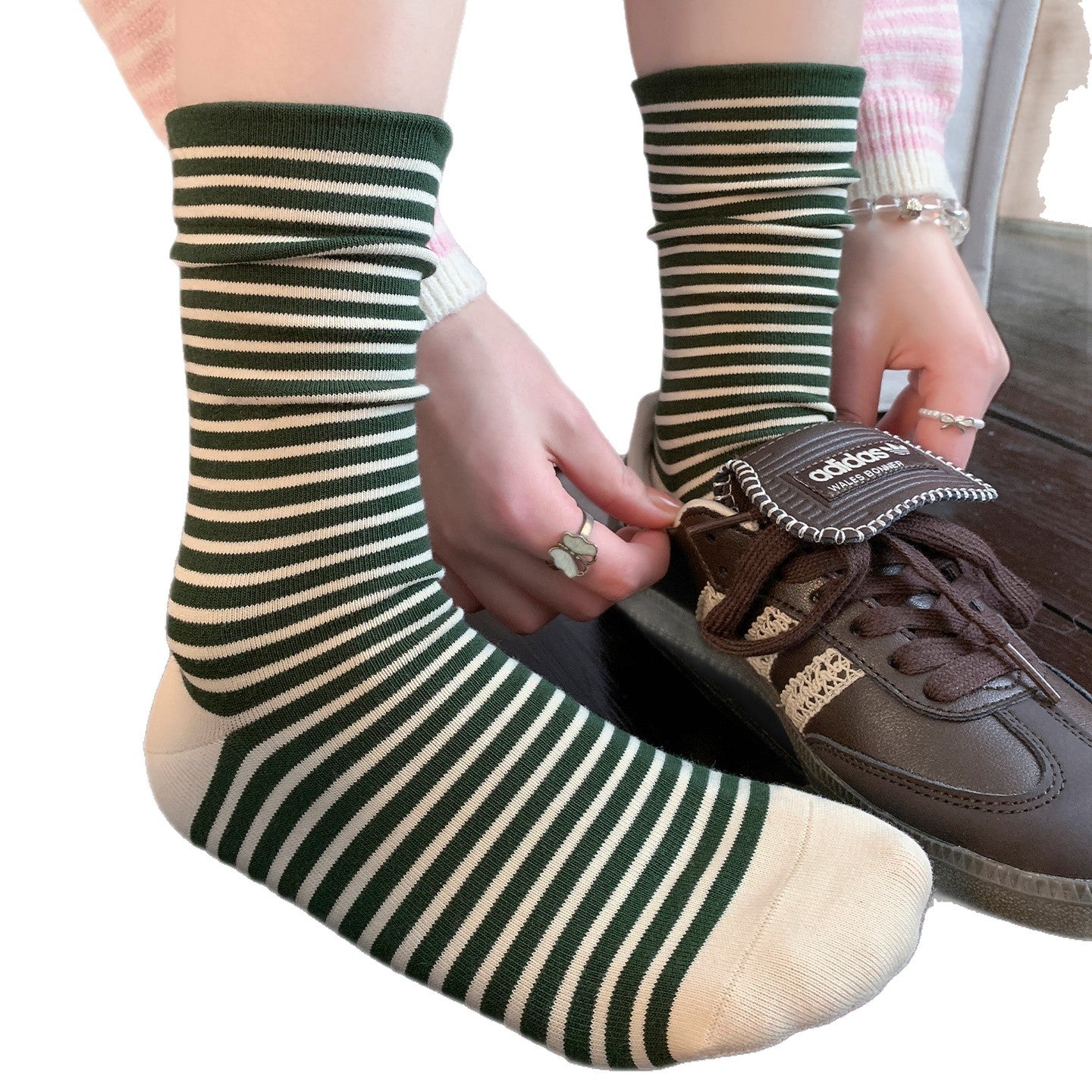 Soft Pure Cotton Striped Crew Socks