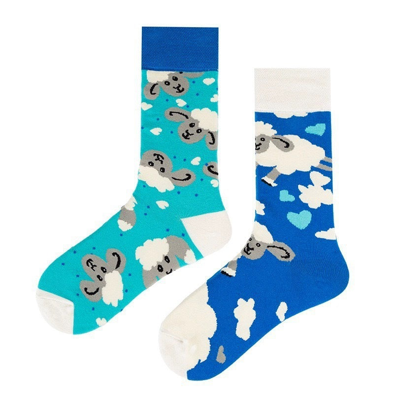 Odd Pair Stories Jacquard Crew Socks