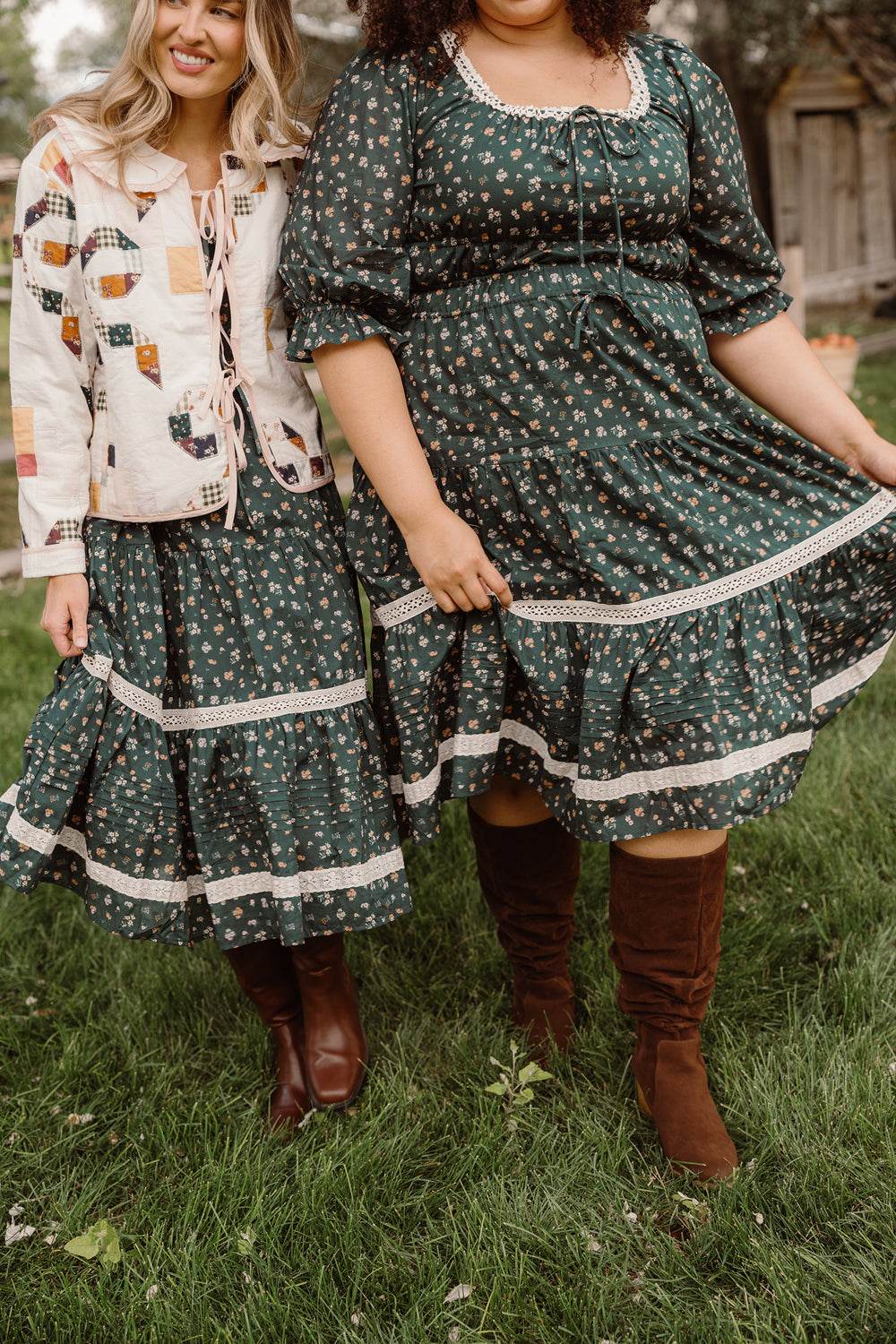 Palermo 3/4 Sleeves Dress in Evergreen Lovelorn Ditsy