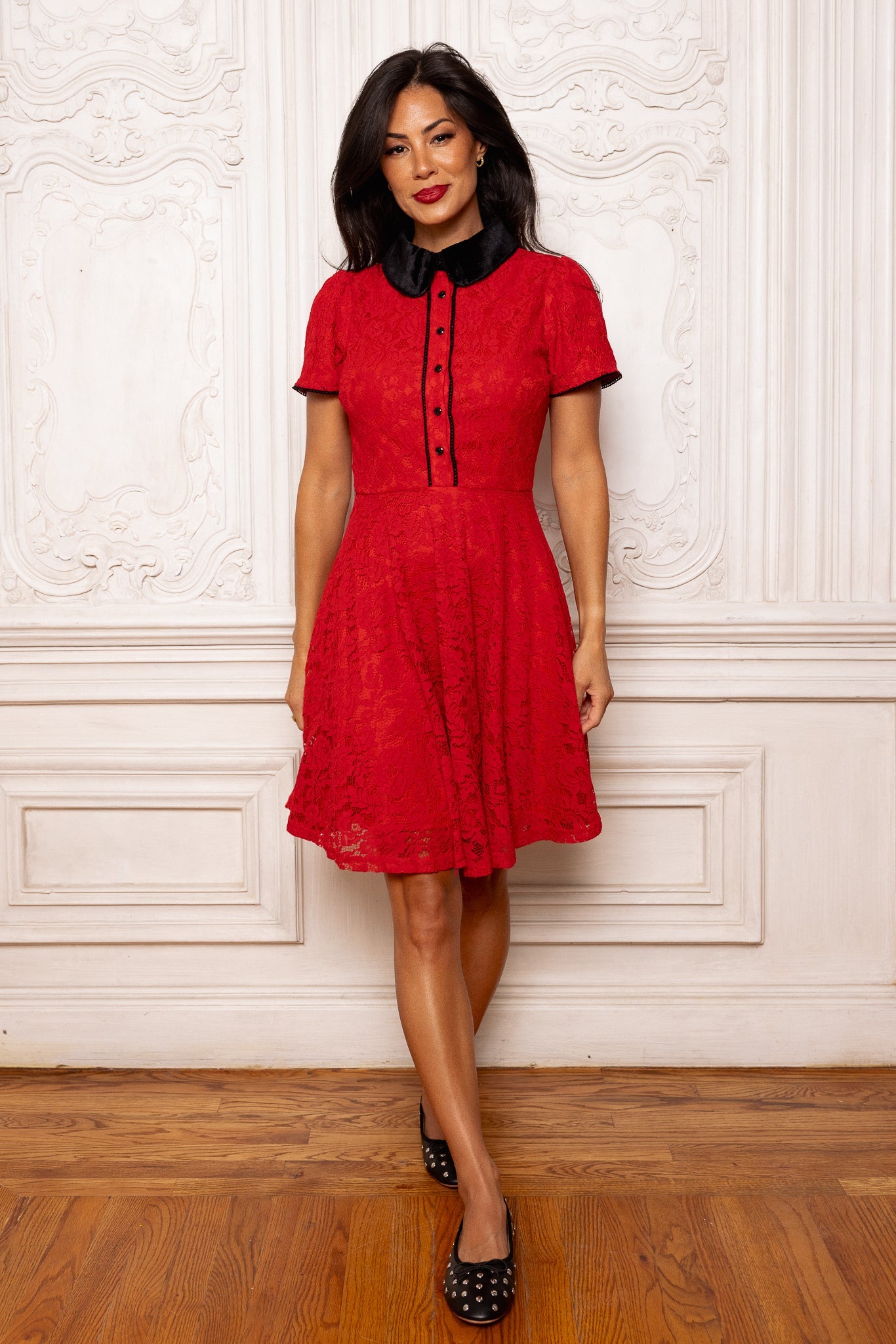 Penny Dress in Red Lace