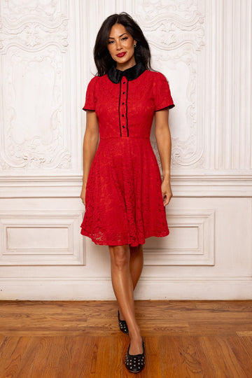 Penny Dress in Red Lace