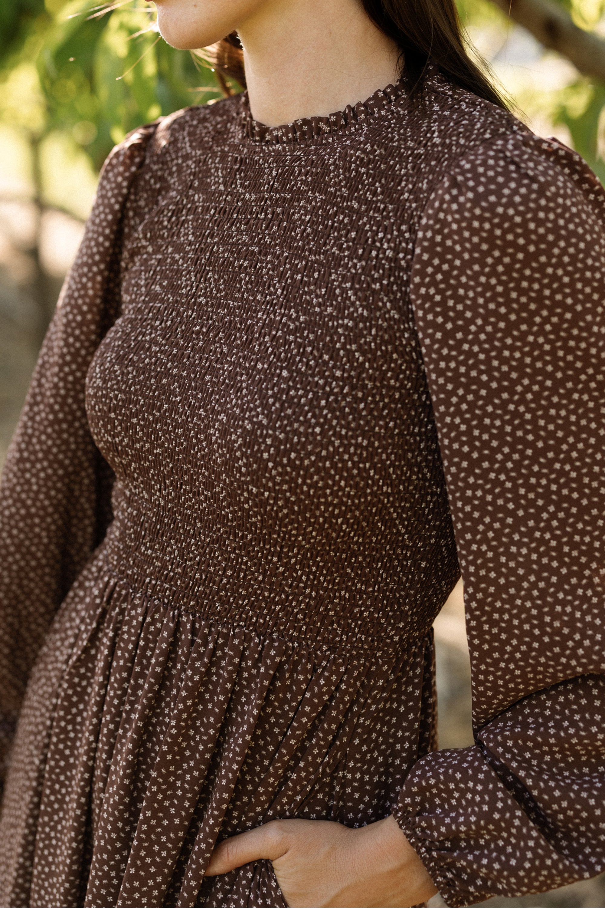 Presley Dress in Mahogany Ditsy