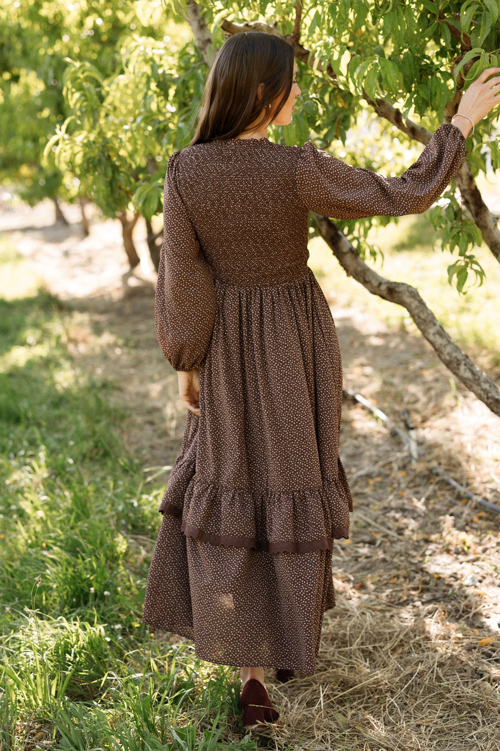 Presley Dress in Mahogany Ditsy