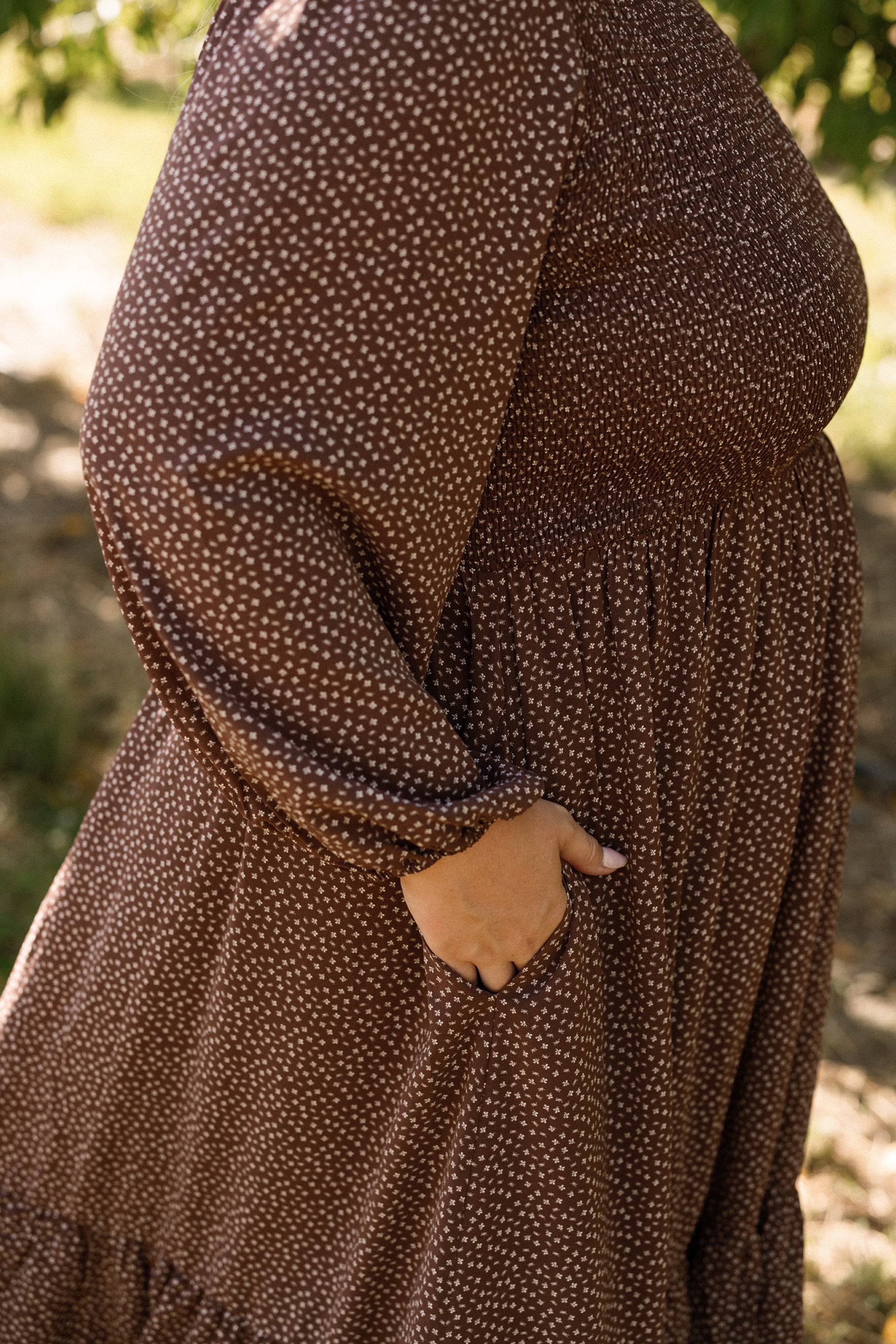 Presley Dress in Mahogany Ditsy