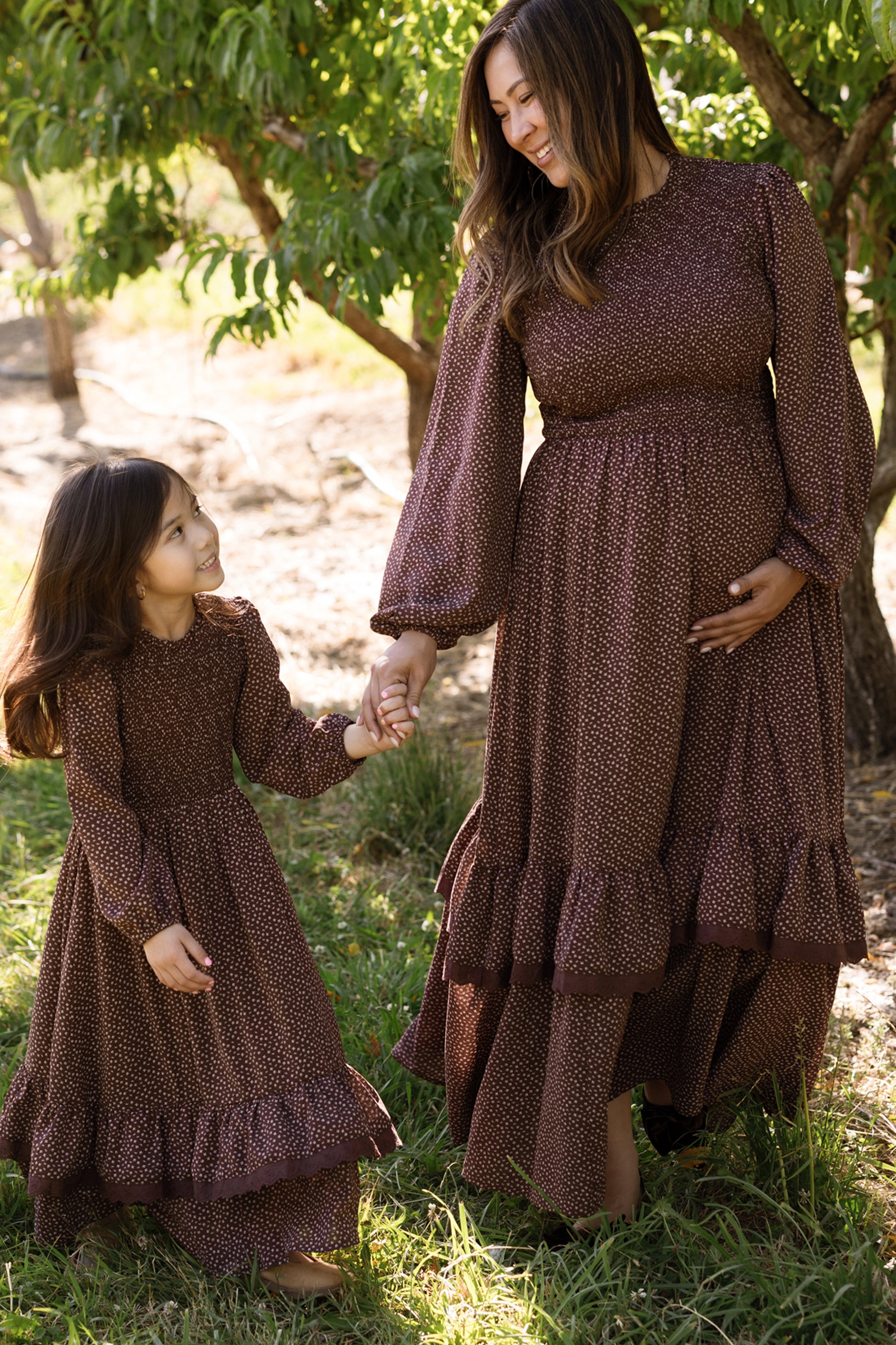 Presley Dress in Mahogany Ditsy