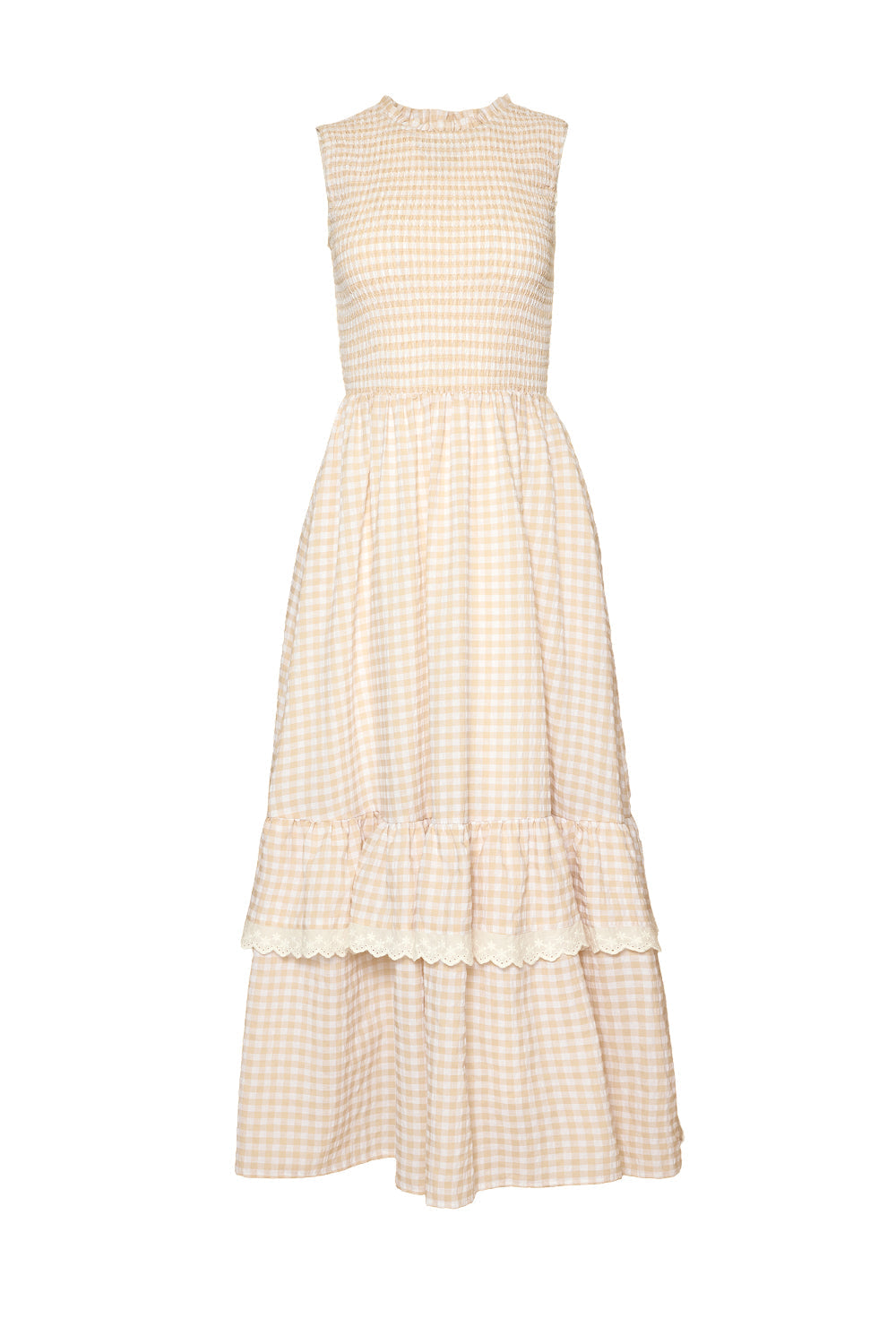Presley Sleeveless Dress in Cream Gingham