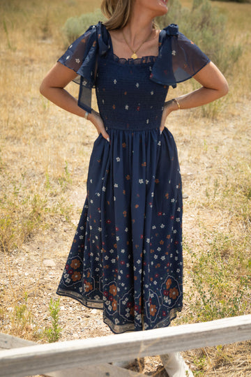 Rayna Dress in Midnight Cascading Floral