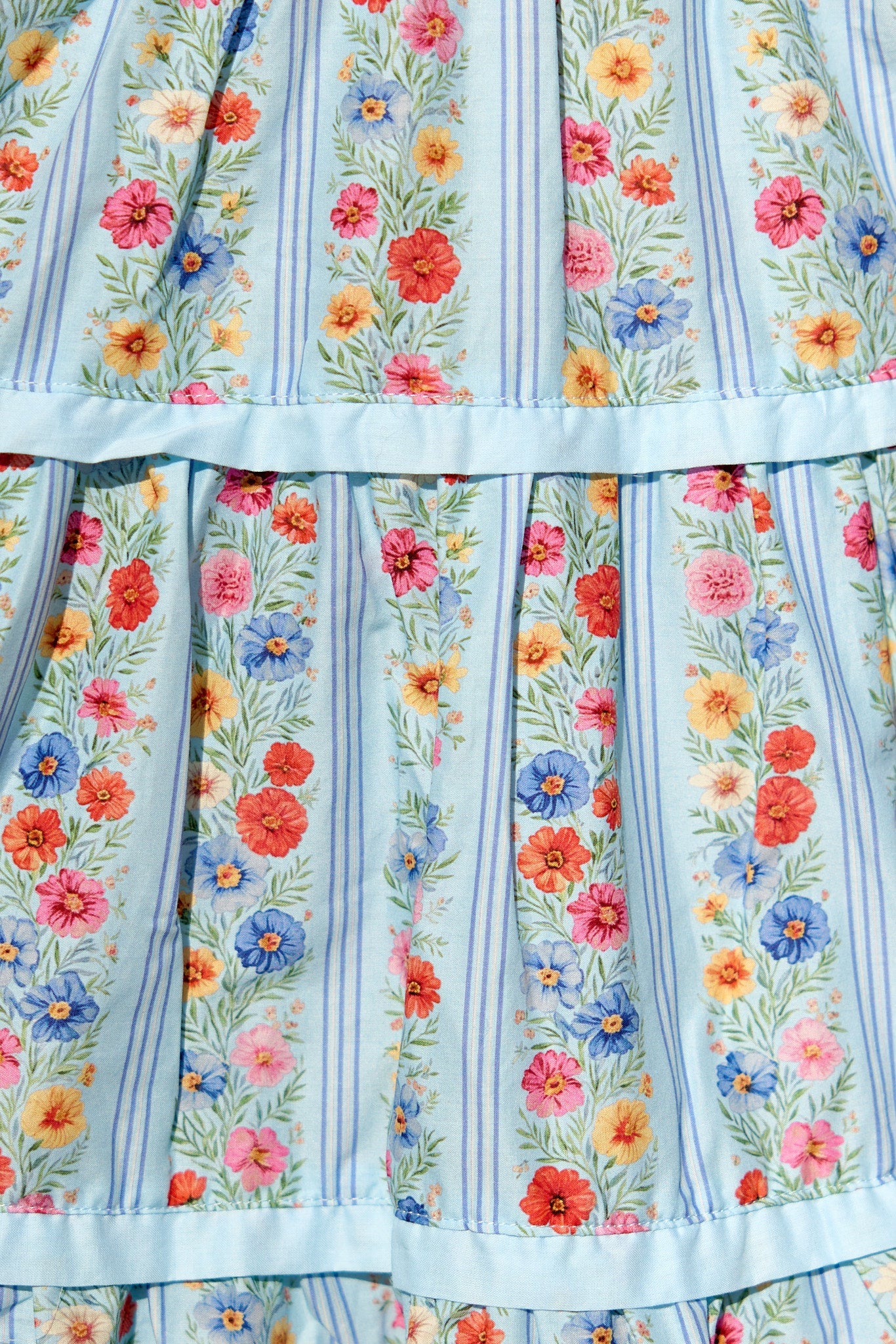 Roselyn Dress in Blue Linear Floral Print