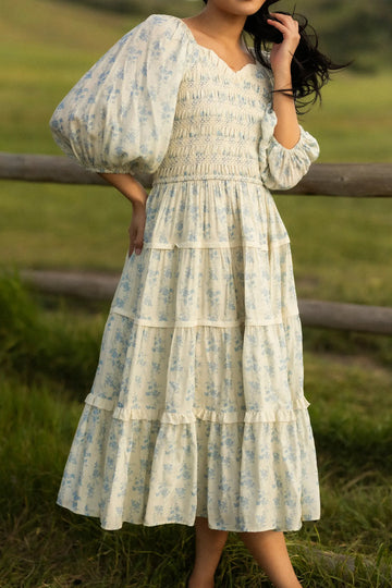 Roselyn Dress in Ivory Porcelain Fleur