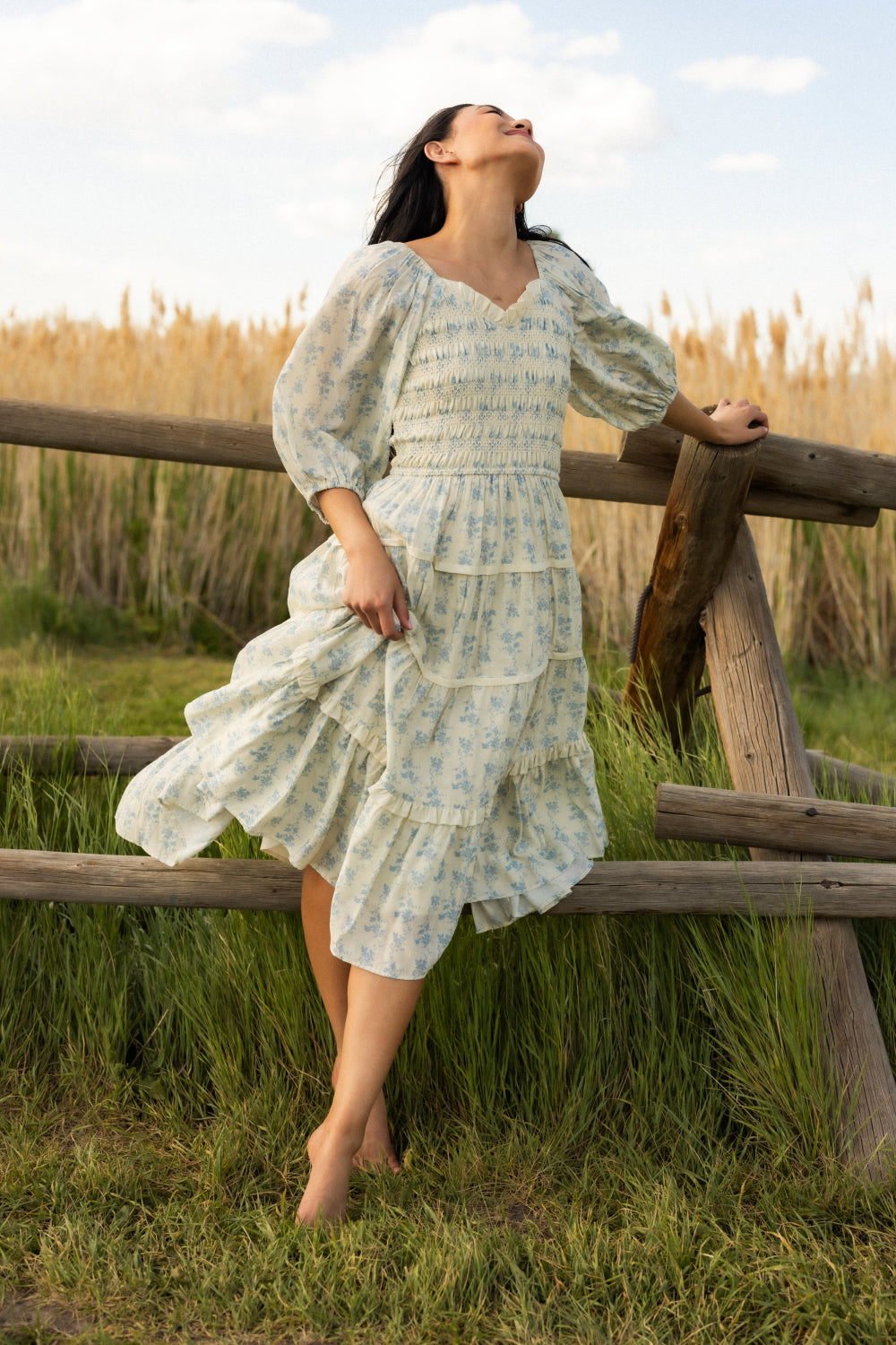 Roselyn Dress in Ivory Porcelain Fleur