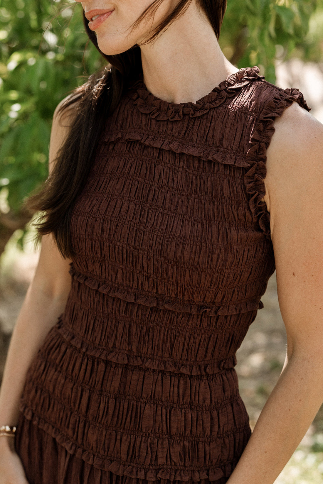 Simone Dress in Warm Cocoa