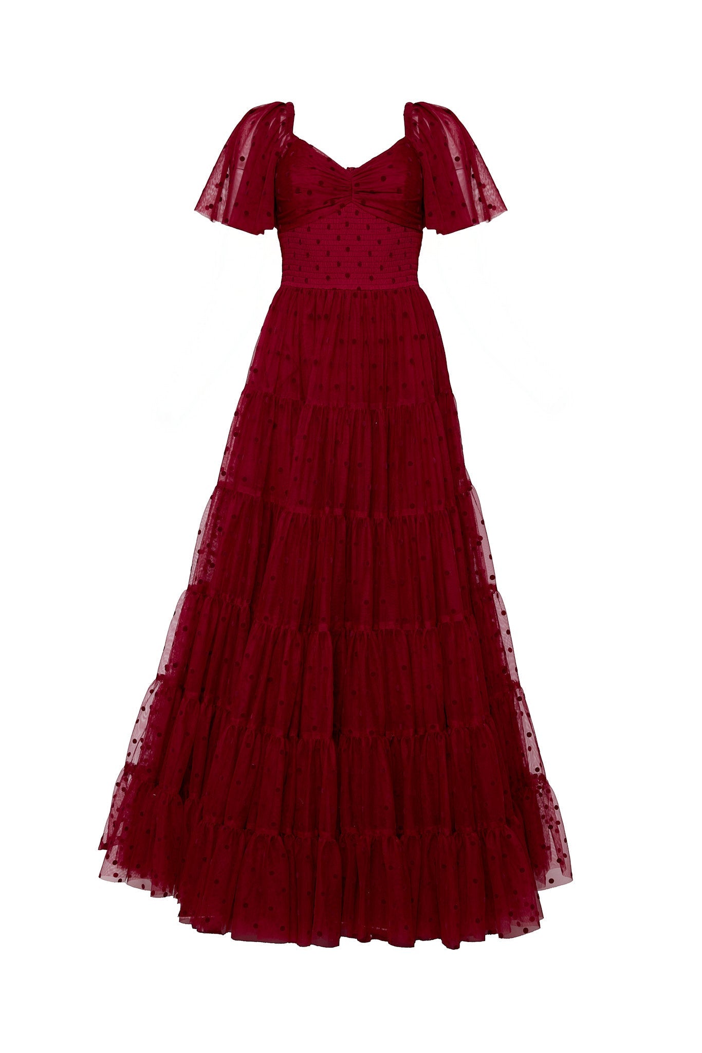 Solange Dress in Burgundy Tulle