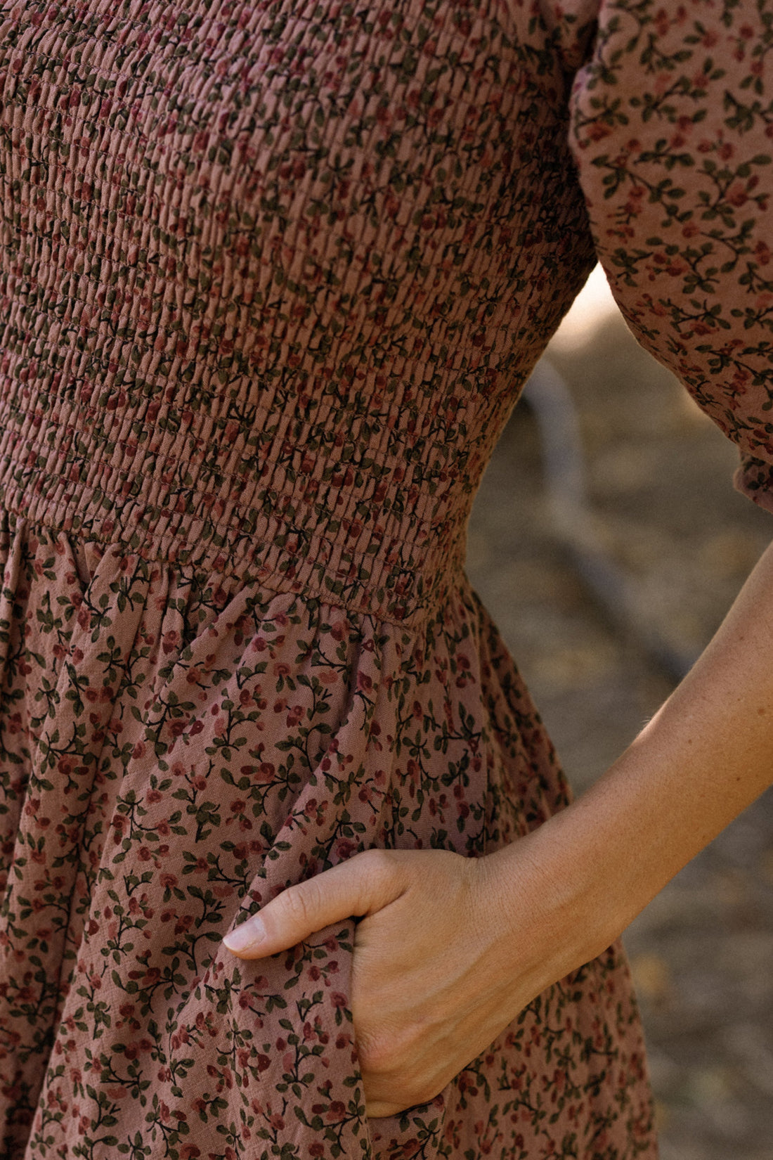 Teagan Dress in Mauve Woodland Floral