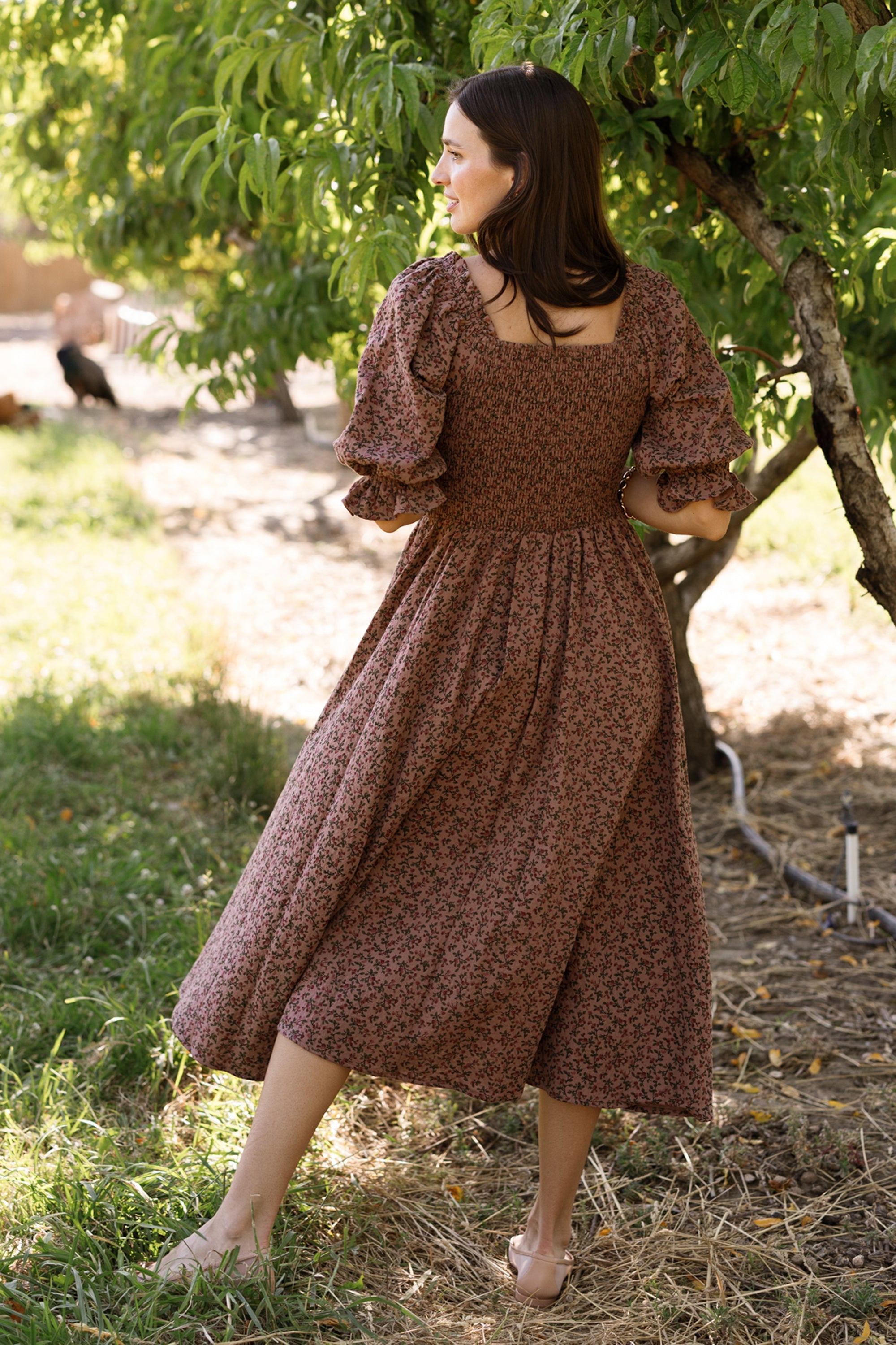 Teagan Dress in Mauve Woodland Floral