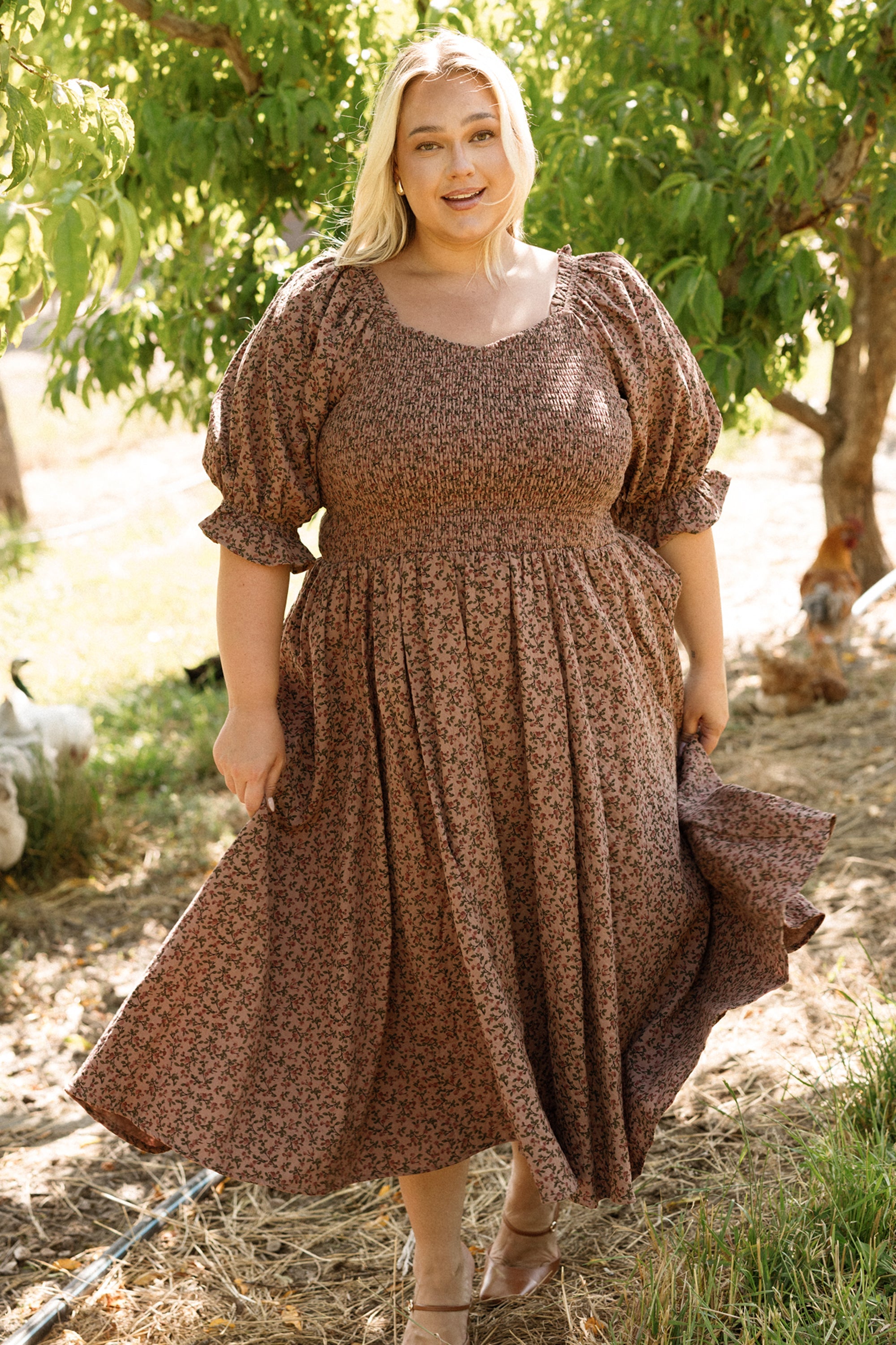 Teagan Dress in Mauve Woodland Floral