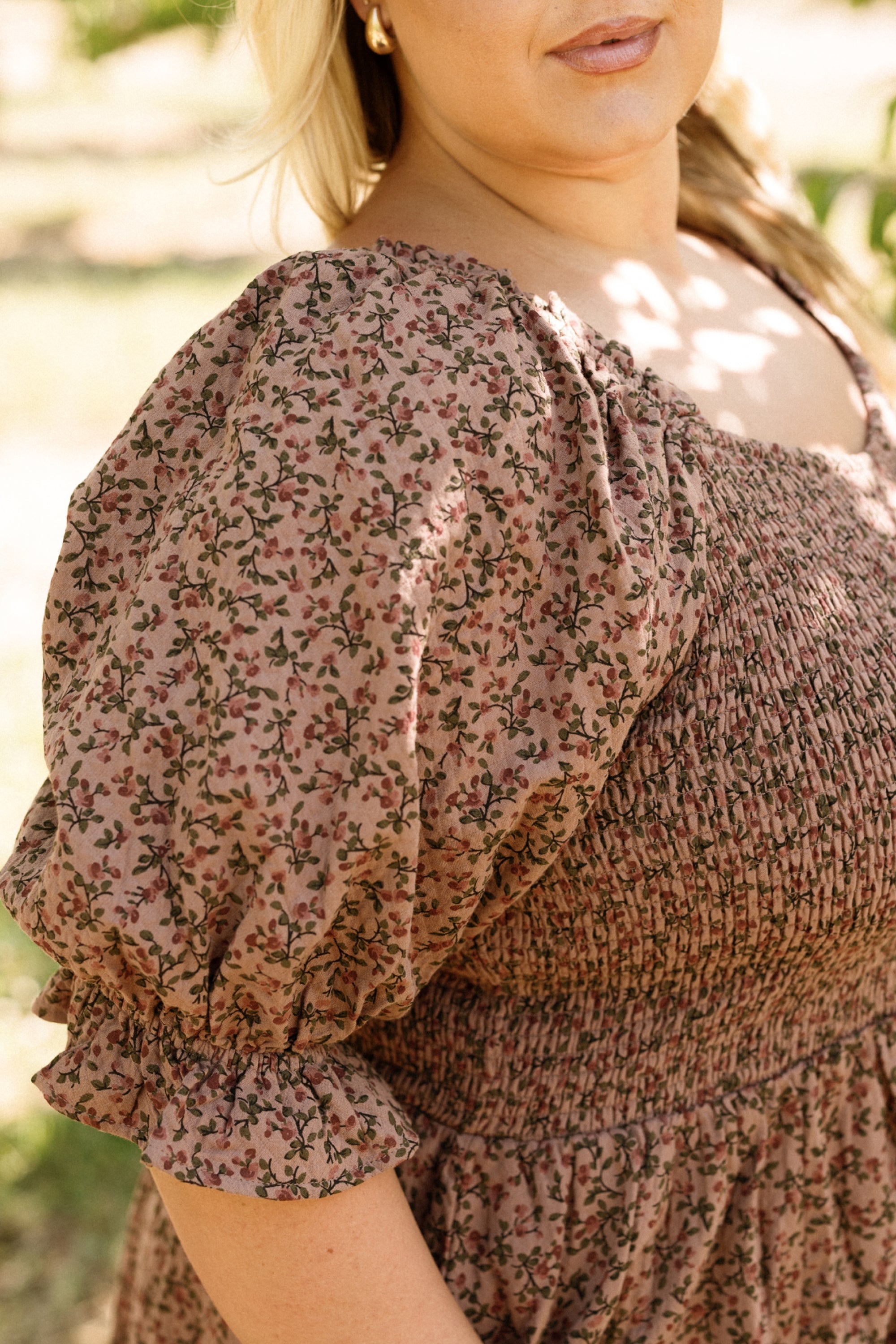 Teagan Dress in Mauve Woodland Floral