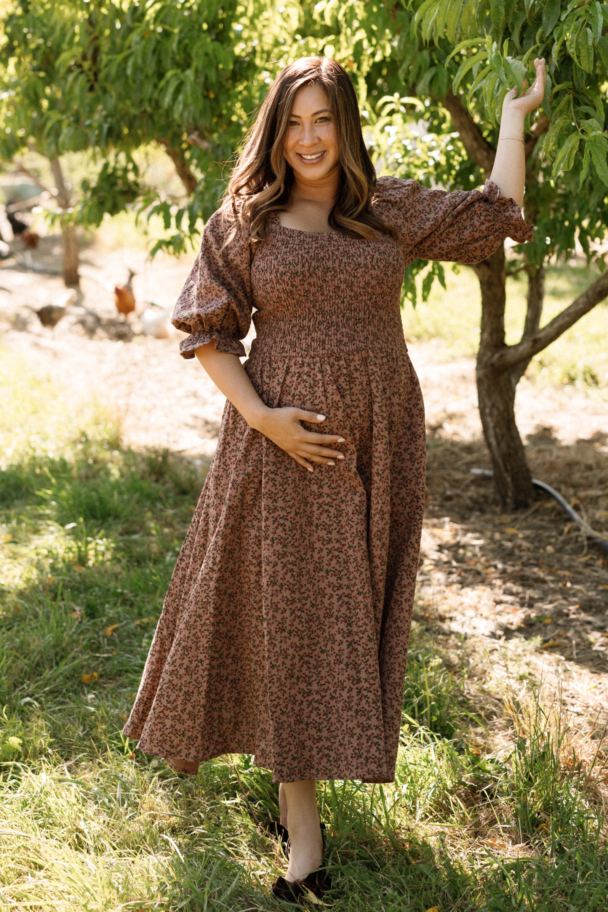 Teagan Dress in Mauve Woodland Floral