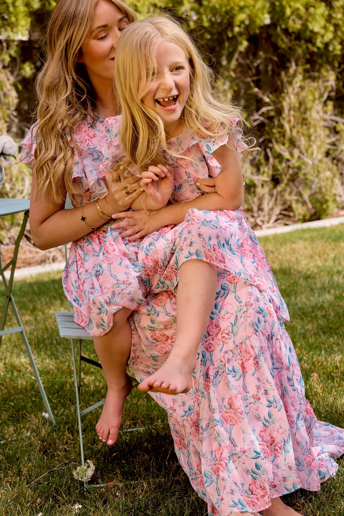 Trixie Dress in Pink Sketched Flower Chiffon