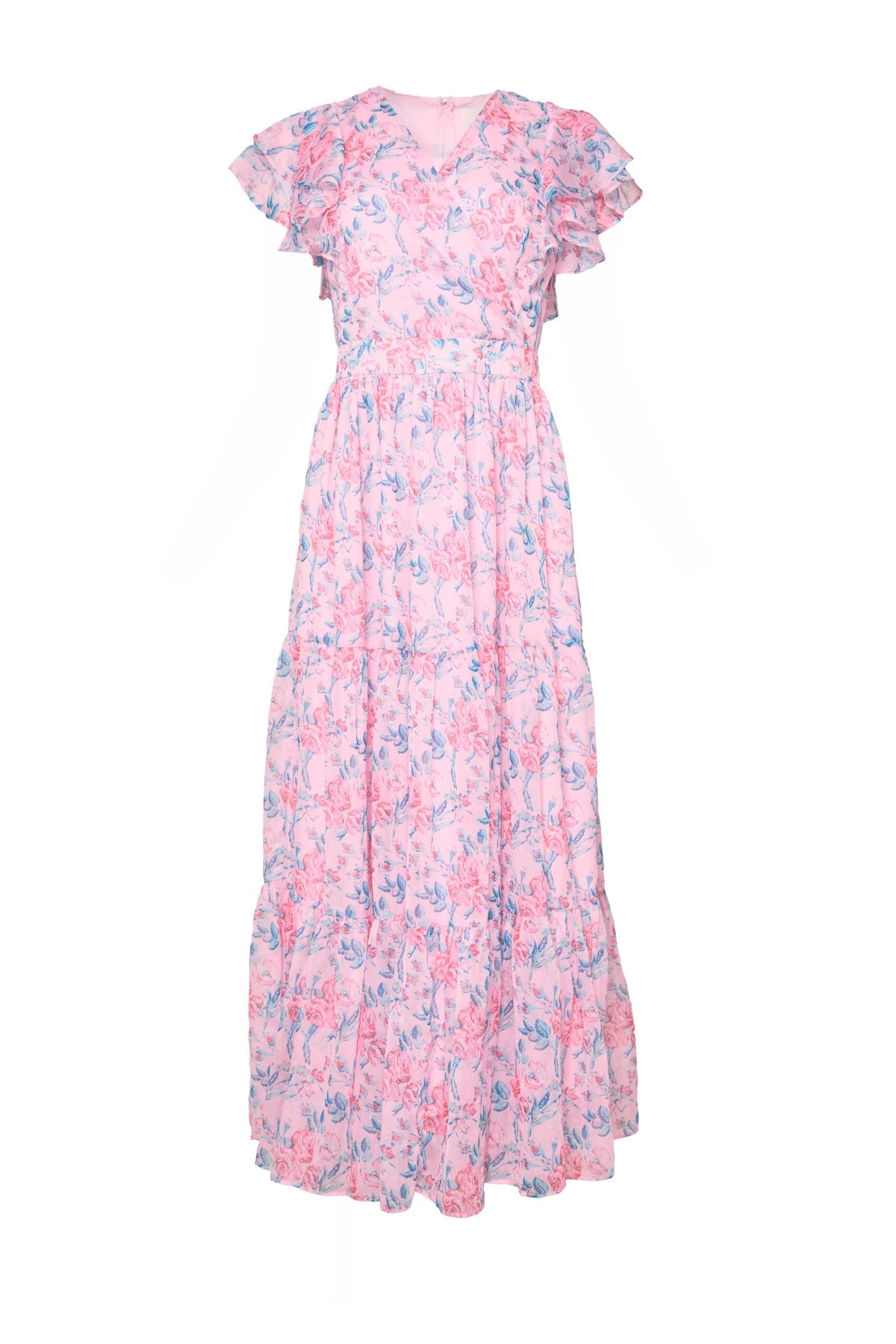 Trixie Dress in Pink Sketched Flower Chiffon