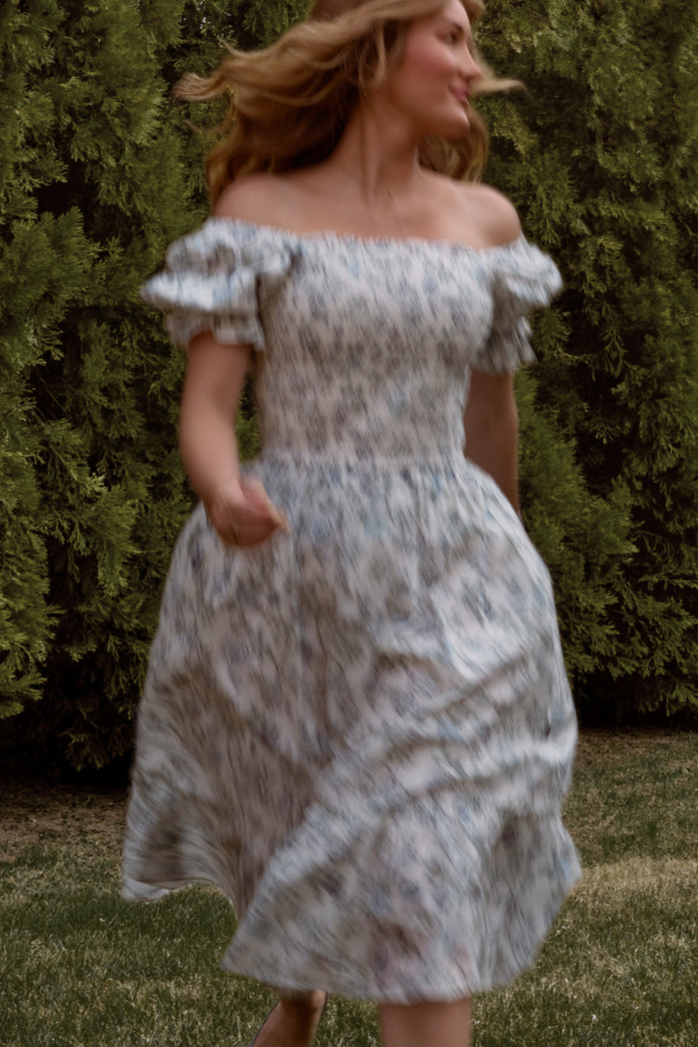 Valencia Dress in Ivory Climbing Vine Bloom