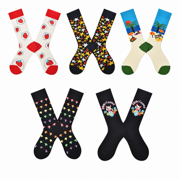 Women’s Happy Letter Color-Pop Crew Socks – Sweet All-Season Cotton-Blend Socks