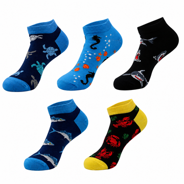 Unisex Fun Fruit & Sea Animal No-Show Socks – Thin Summer Cotton Boat Socks