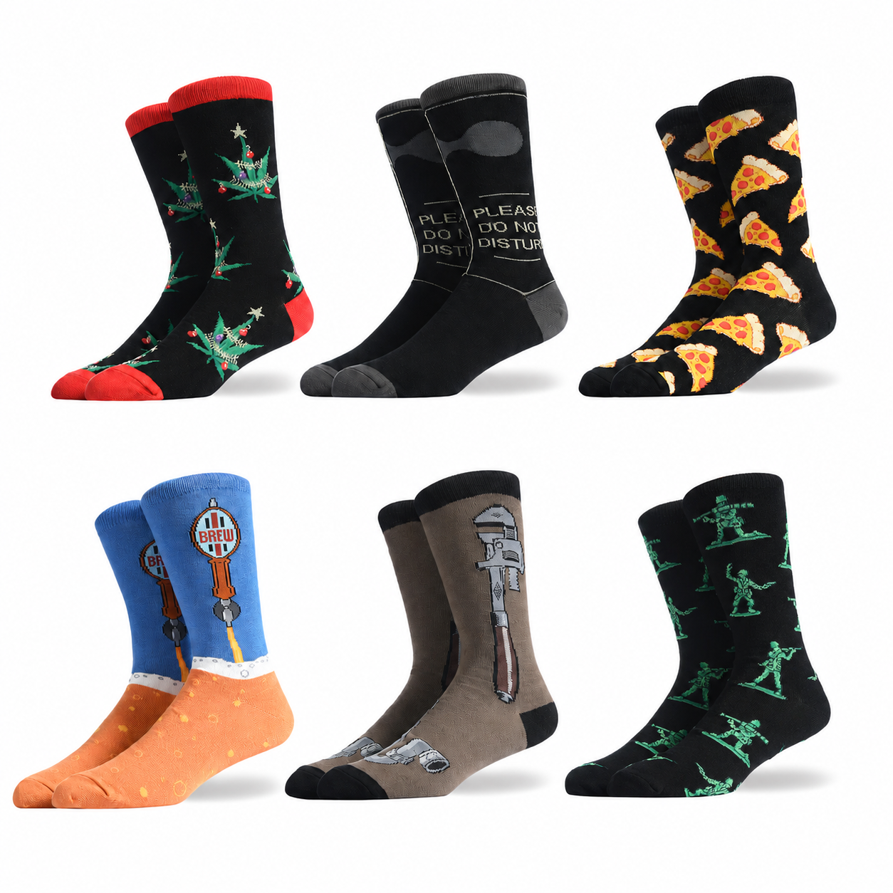 Men’s Diner Snack Mid-Calf Socks – Fun Cheeseburger and Fries Pattern Socks