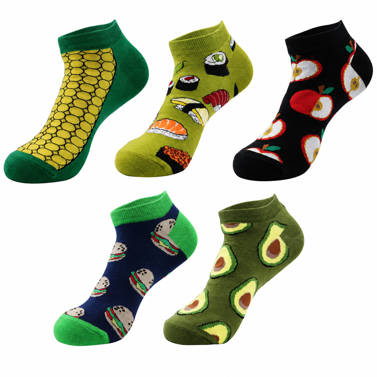 Men’s Playful Produce Boat Socks – Breathable Low-Cut Spring Summer Socks