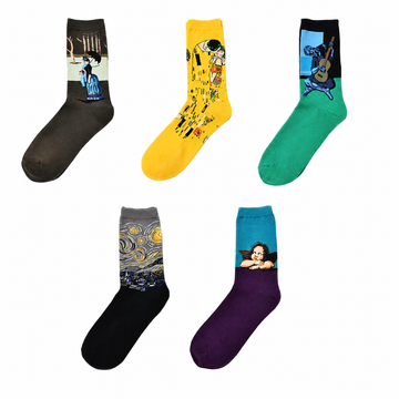 Men’s Museum Portrait Mid-Calf Socks – Retro Artistic Casual Socks