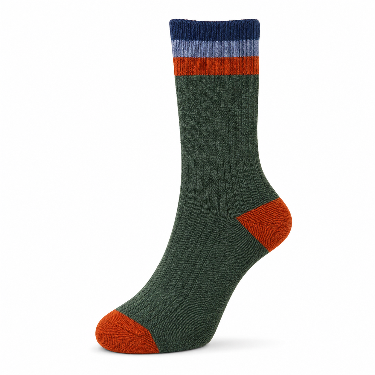 Men’s Striped Colorblock Crew Socks – Warm Cotton-Blend Cold-Weather Socks