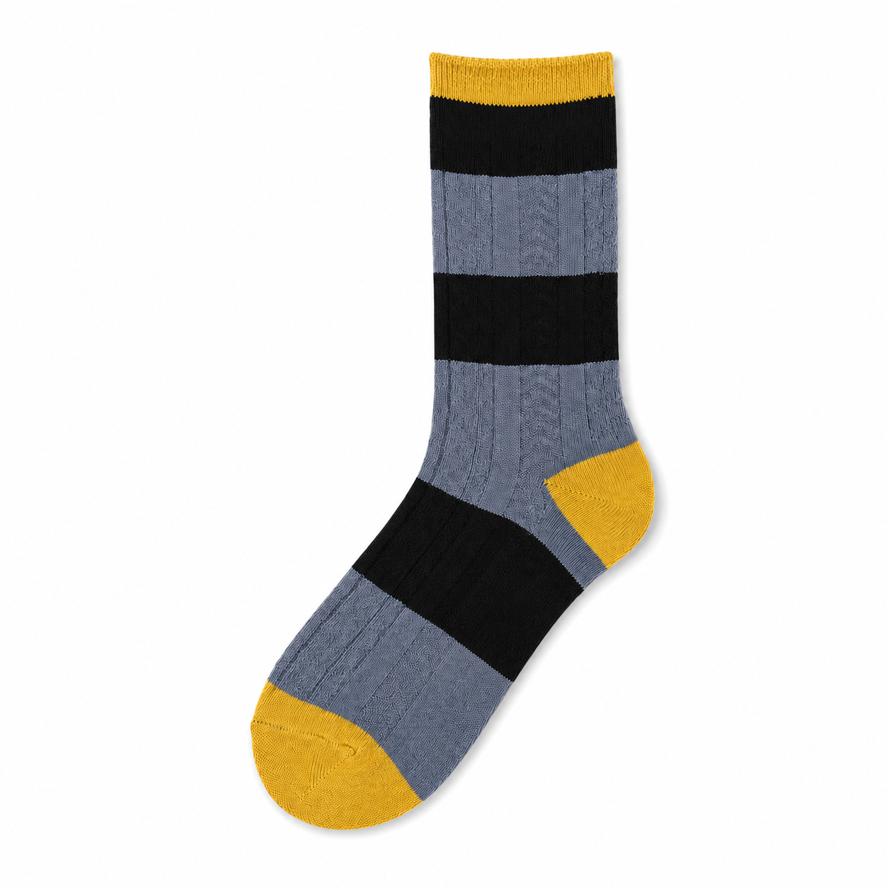 Men’s Contrast-Stripe Mid-Calf Socks – Moisture-Absorbing Knit Casual Socks